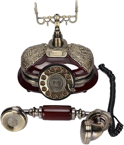 Miniatura 2 de Teléfono, antiguo europeo antiguo teléfono fijo de marcación, una tecla contestando llamada, adecuado para el hogar, oficina, cafetería, decoración