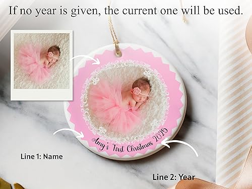 Miniatura 2 de Adornos personalizados Primer 2025 niño o niña Adorno de foto personalizado para la primera Navidad del bebé Primeros regalos para bebés por