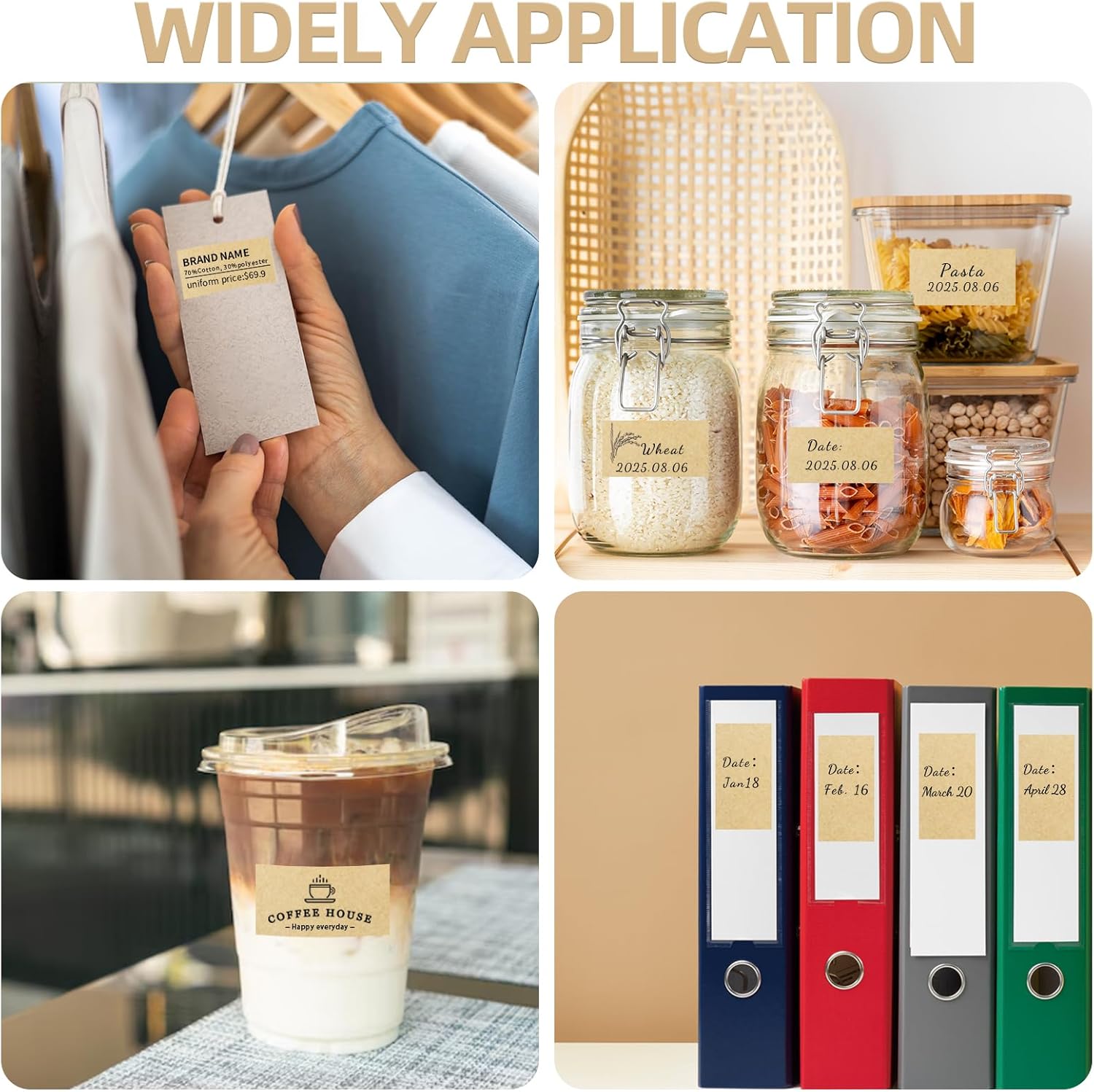 Starboling 2x1 Thermal Labels,Address Barcode Self-Adhesive Thermal Printer Stickers for Logo Design,Name/Price Tag,Address(Kraft) - Image 8