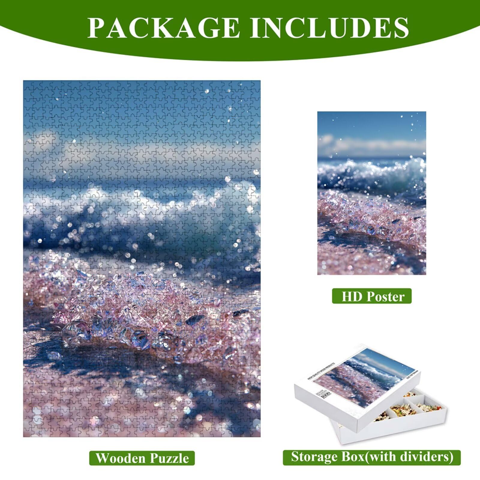 Puzzle 2000 elementów - Ocean & Różowy - Trwałe drewniane puzzle z literami na plecach - Gra bez kurzu z plakatem - Model dla kolekcjonerów i powyżej 14 lat (75 x 105 cm) P3#1276