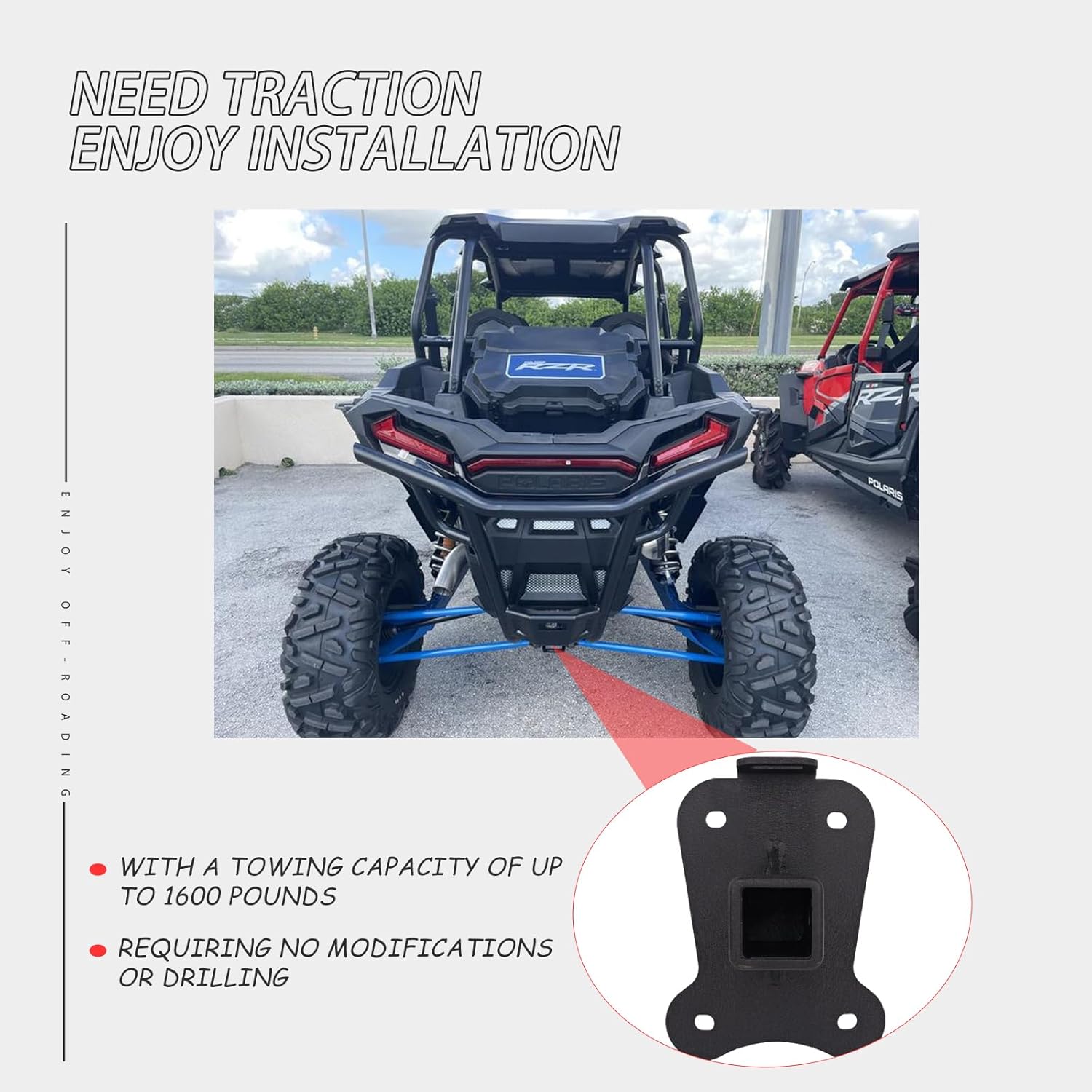UTV 2" Rear Trailer Towing Receiver Hitch,Elevate Your Towing Game with Ease,Comaptible with 2022+ Polaris RZR Pro R/Polaris RZR Pro R 4