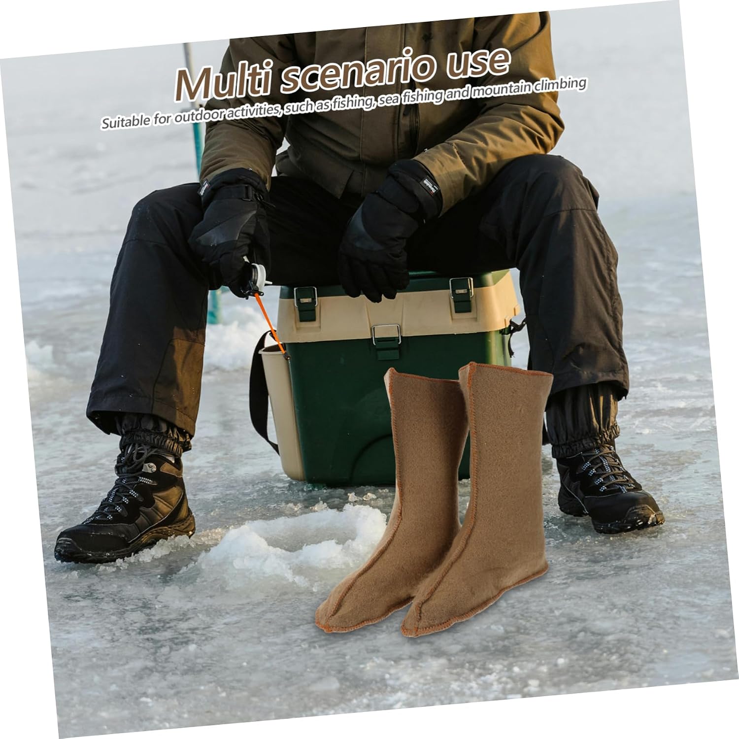 KOMBIUDA 1pair Insulated Snow Boots for Men Cozy Cold Weather Boot Liners for Hiking Fishing and Outdoor Activities and Warm