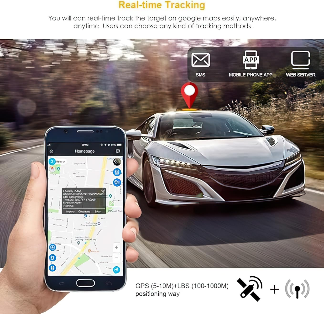 Winnes GPS Tracker Auto 10000mAh GPS Tracker Ohne ABO Echtzeit-Tracking per SMS/APP/Online-Plattform Flotte Auto LKW GPS Sender Mit Starke Magnetische Mehrfachwarnungen und Kostenlose Apps
