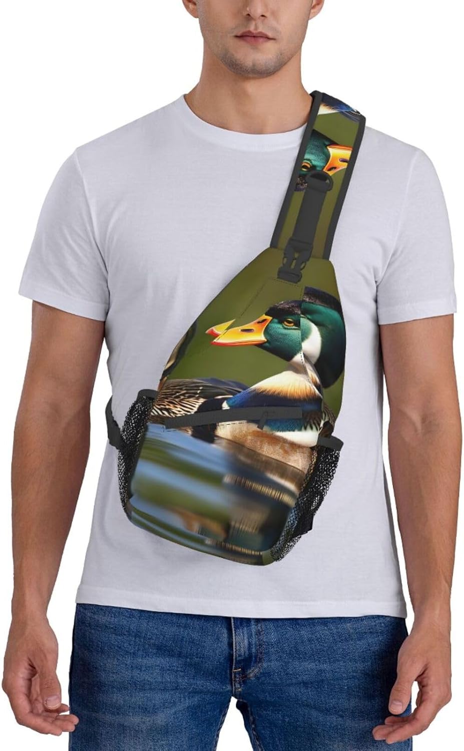 two mallard ducks Print Stylish Sling Backpack, Sling Bag,Chest Bag Daypack, for Hiking, Travel, and Business