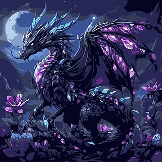 QENSPE Dragon Paint by Numbers Adults-35x35cm,Paint by Numbers Crystal Plants Acrylic Painting,Adult Creative Hobbies,Gift for Ladies, Gift for Men, Home Decor