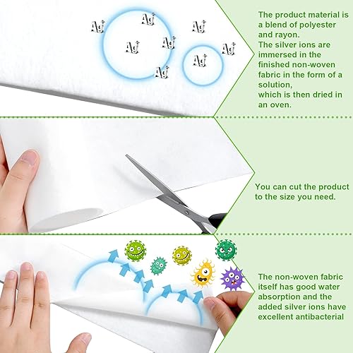 Miniatura 4 de Hoja seca de pliegue de piel de 25 pies, 2 rollos de almohadillas absorbentes suaves con iones plateados, almohadillas desechables para