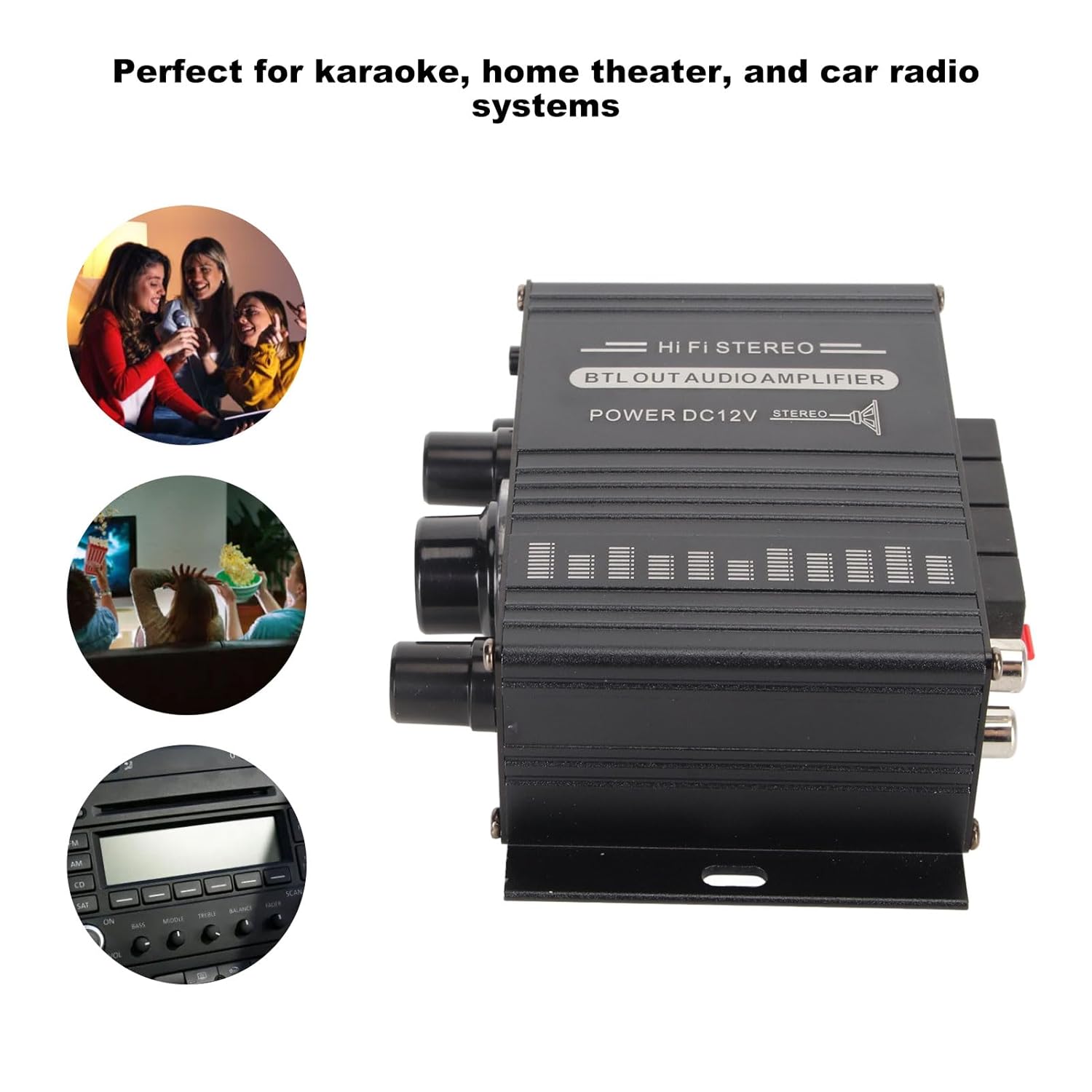 AK-160BT Bluetooth 5.0 Power Amplifier, 12V 2 Channel Stereo Digital Audio Amplifier, 20Hz to 20KHz Car Radio Power Amplifier for Car Home