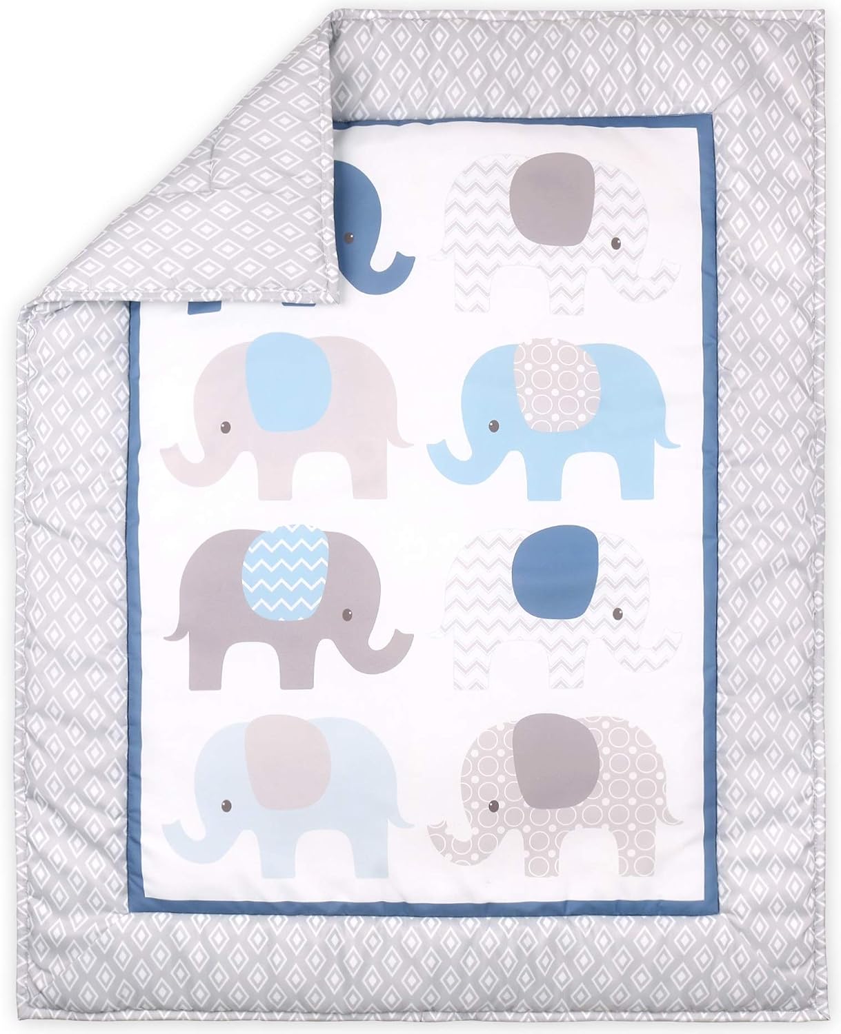 The Peanutshell Elephant Crib Bedding Set - 3 Piece Nursery Set - Crib Comforter, Fitted Crib Sheet, Crib Skirt