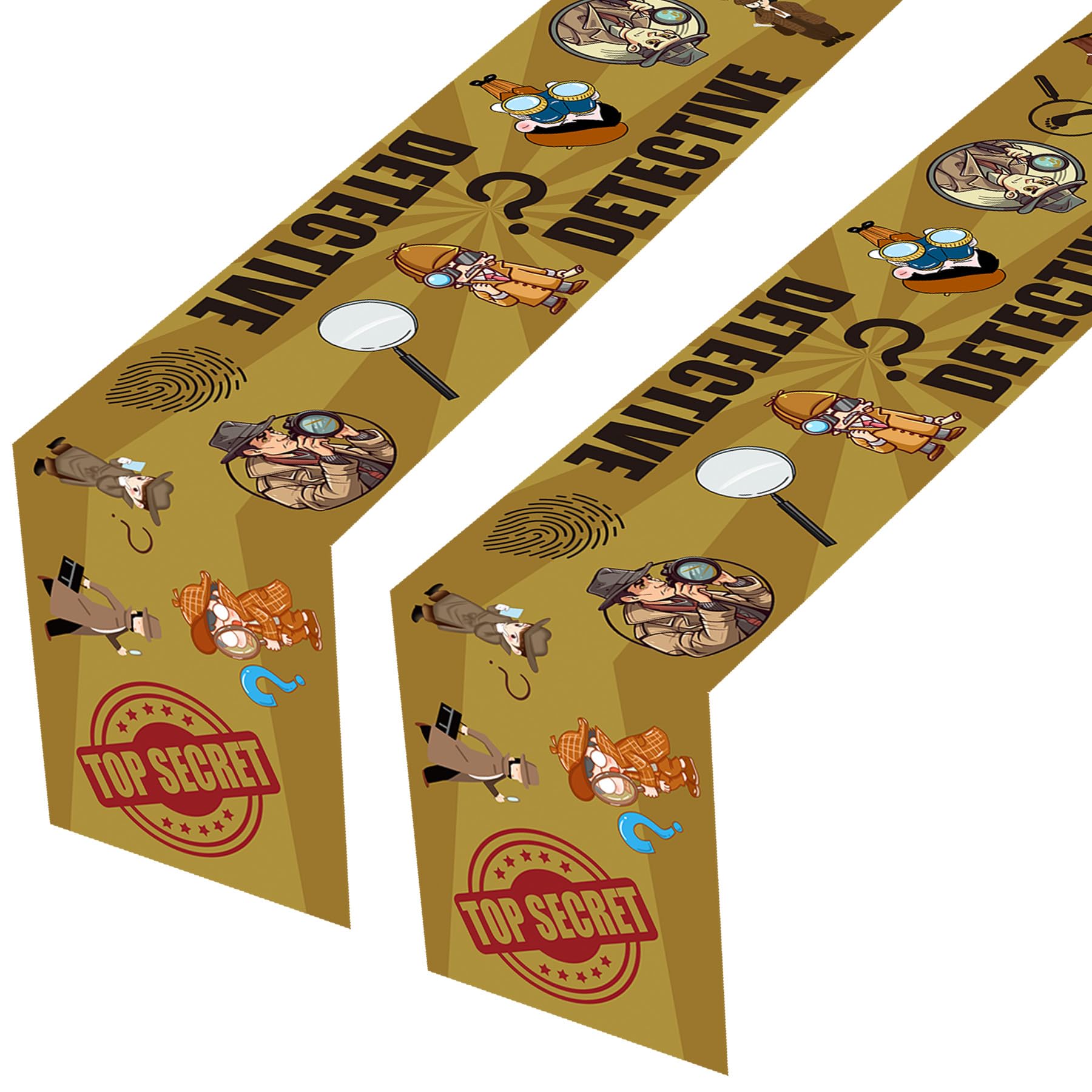 2PCS Detective Table Runner - Top Secret Spy Themed Birthday Party Supplies Decoration Tablecloth Home Decor Top Secret Spy Table Cloth(12 x 72 Inch)