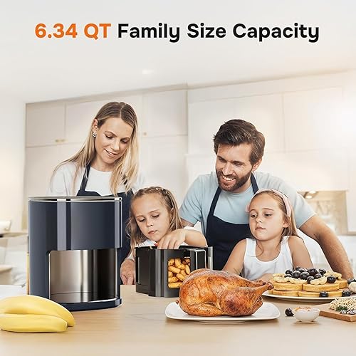 Miniatura 2 de Simple Deluxe 12 en 1 Freidora de aire 6.34 Qt, Freidora digital con ajustes preestablecidos y ventana visible, cesta antiadherente y apta para