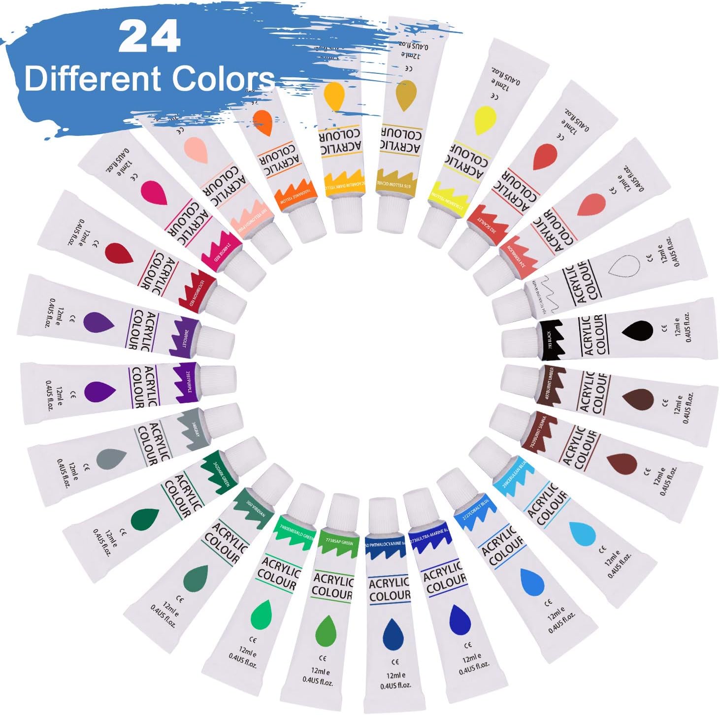 Paint Set, 47 Piece Art Set Paint Easel Includes 24 Non Toxic Paints, Table Top Easel,Art Smock,6 Paint Brushes,12 PCs 8x10 Canvas,Paint Palette,Art Set for Artists (Travel Bag Included)