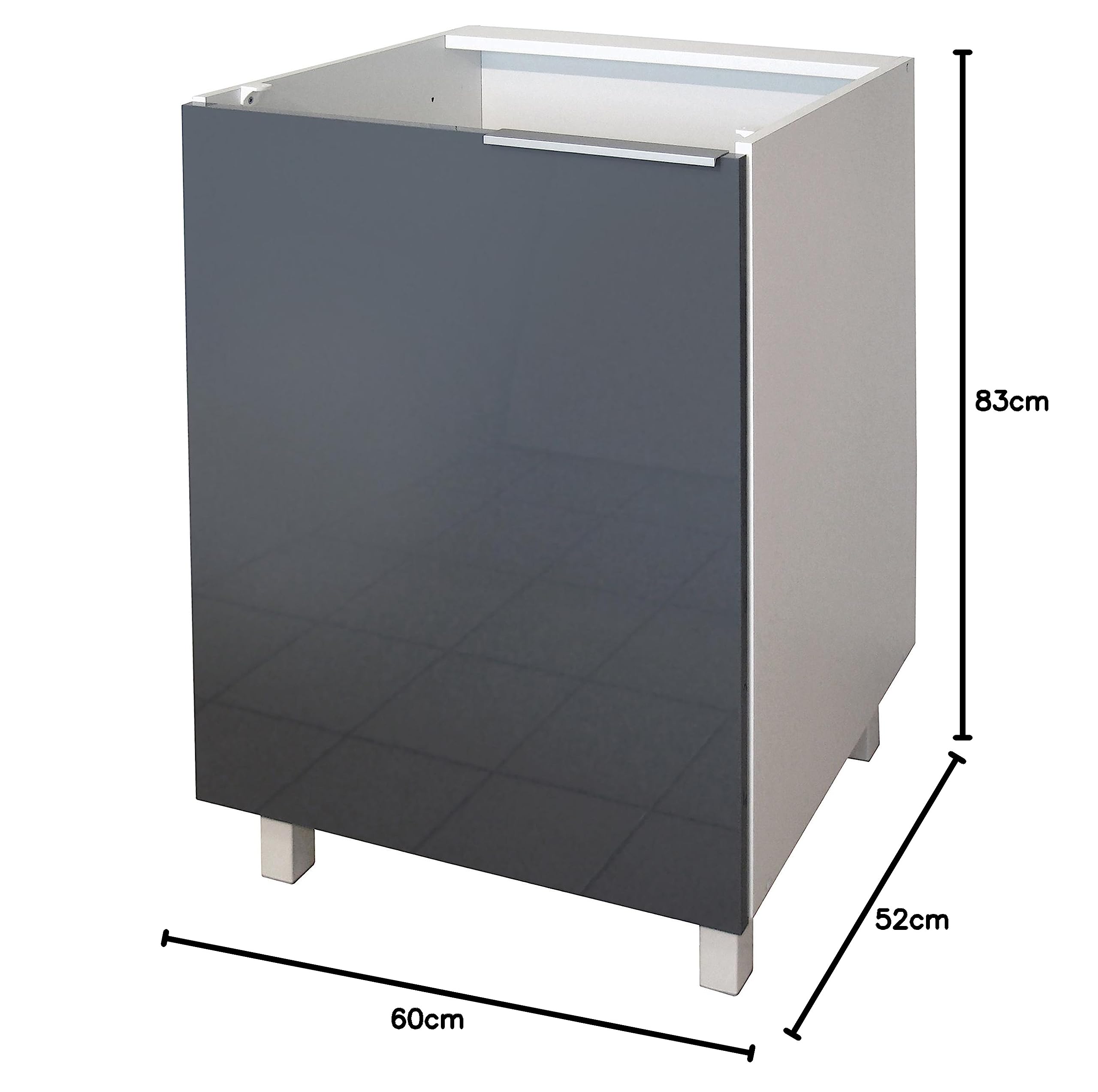 Berlioz Creations CP6BG - Mueble bajo de Cocina con 1 Puerta (60 cm), Color Gris Brillante