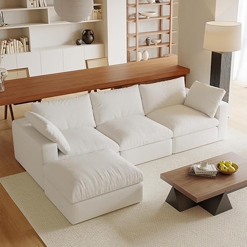 Acanva Sofá modular en forma de L, sofá minimalista de combinación libre con cojín relleno de látex triturado y fundas extraíbles para sala de