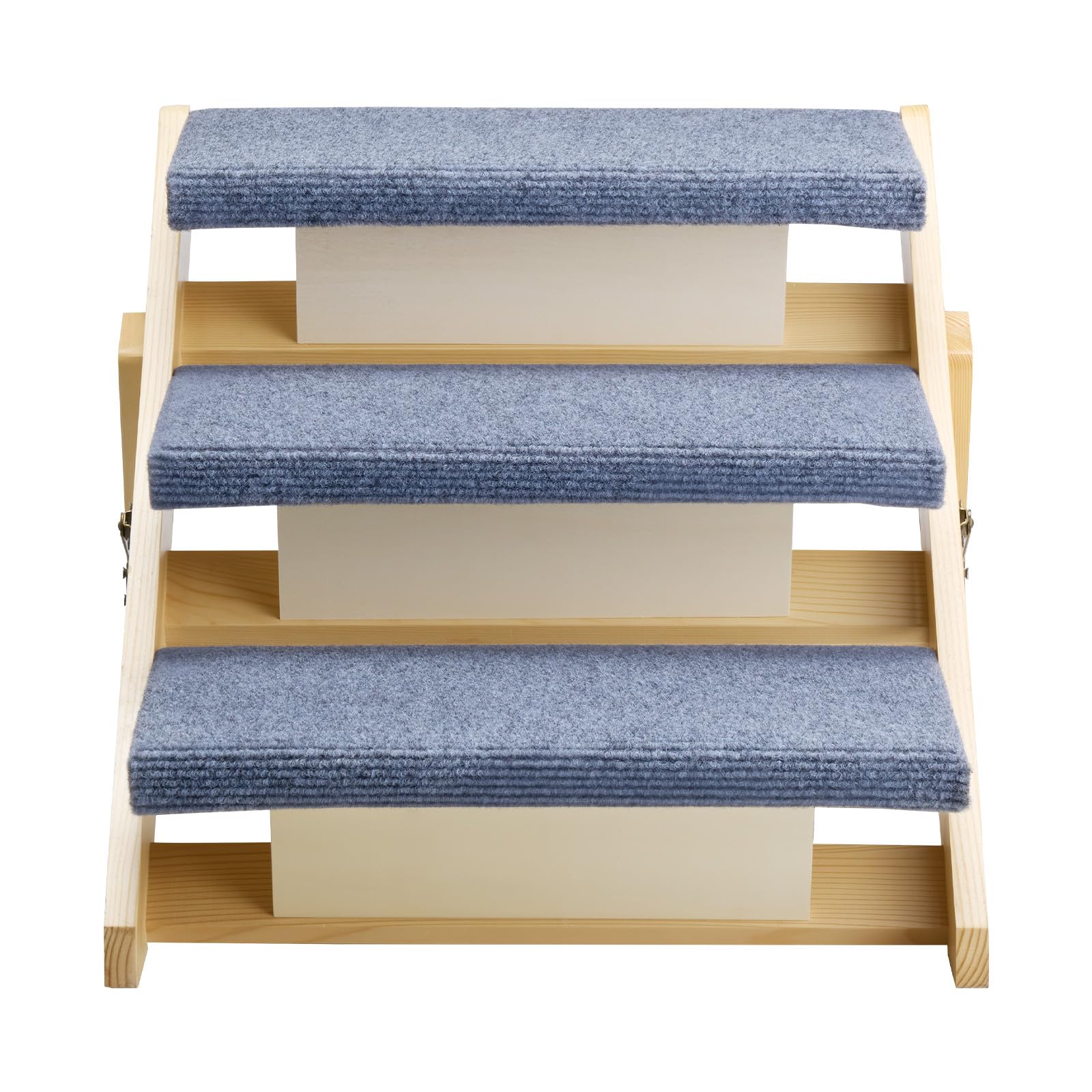 VEVOR Hundetreppe 510x470x370 mm, 3-stufige Hautiertreppe, klappbare Holztreppe geeignet für kleine, mittlere, große, ältere Haustiere sowie Welpen bis 68 kg, Hundeleiter für Betten, Sofas & Autos