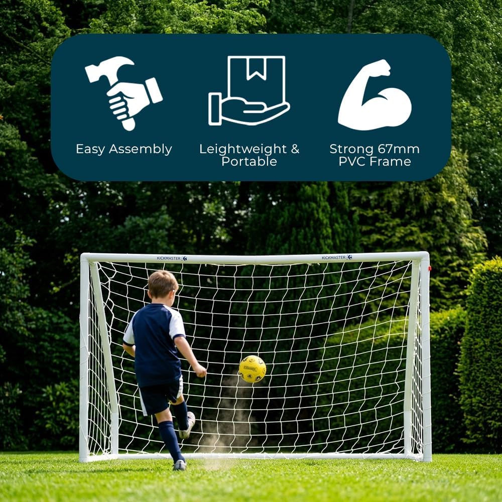 Kickmaster Garden Football Goal 67mm Premium PVC Goal - White - 6ft