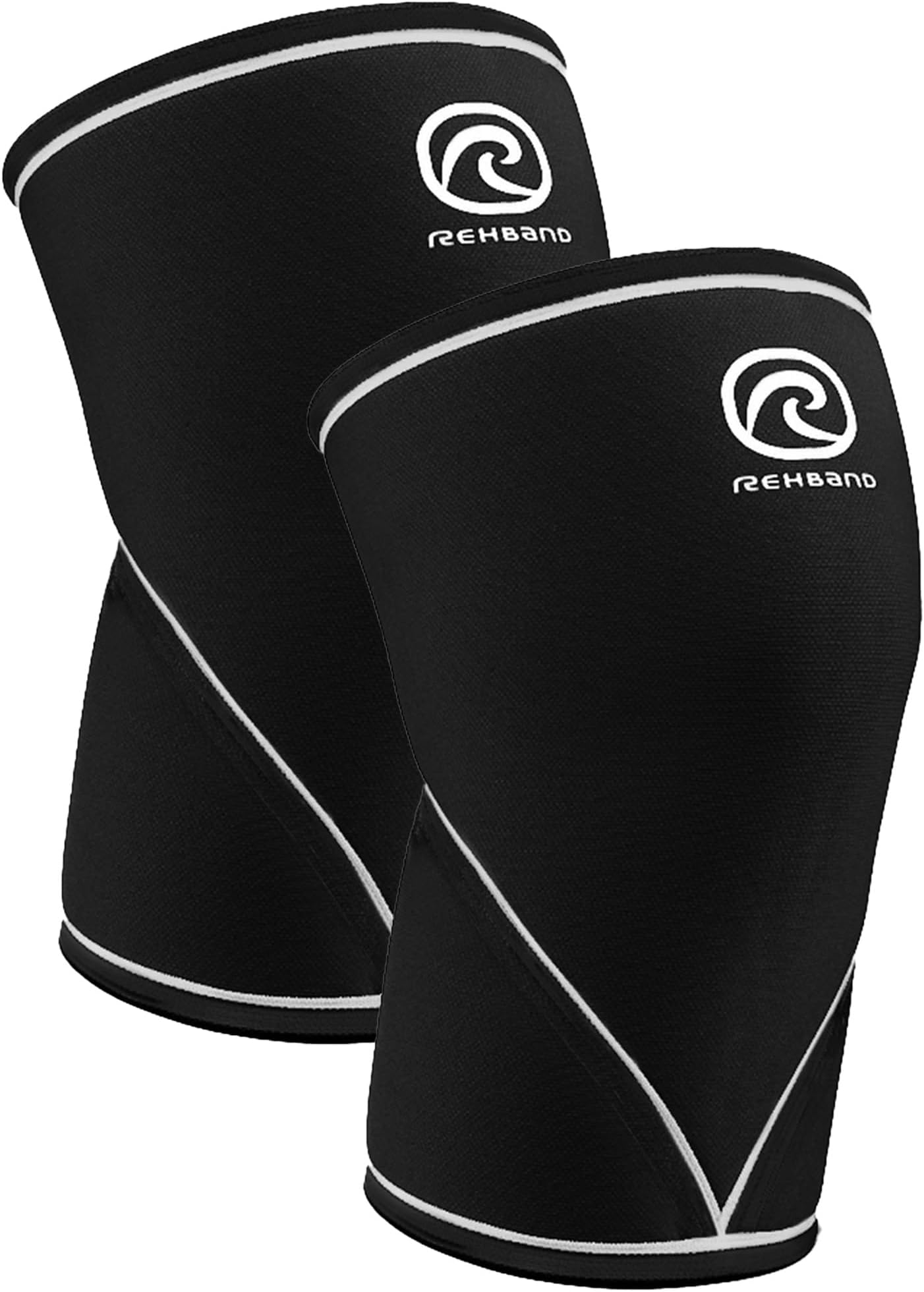 Rehband 7051 Classic 7mm V-Knee-Sleeve for Weightlifting, Competition Grade Powerlifting Knee Sleeve, Compression Sleeve for Crossfit, Squats, Gym, Colour:Black - 1 Pair, Size:X-Large