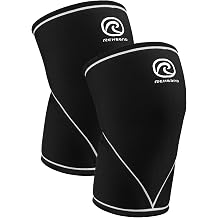 Rehband V-Knee Bandage for Weight Training 7 mm Made of SBR / Neoprene Competition-Suitable Powerlifting Bandage Knee Sleeves Gym Crossfit Fitness and Weightlifting Colour Black Pair Size XXL