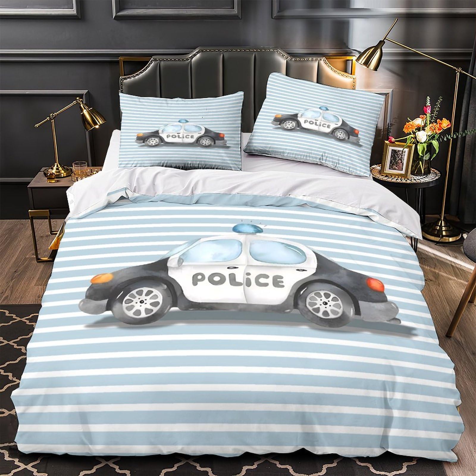 Housse de couette police 140x200 en microfibre avec impression 3D pour lit enfant
