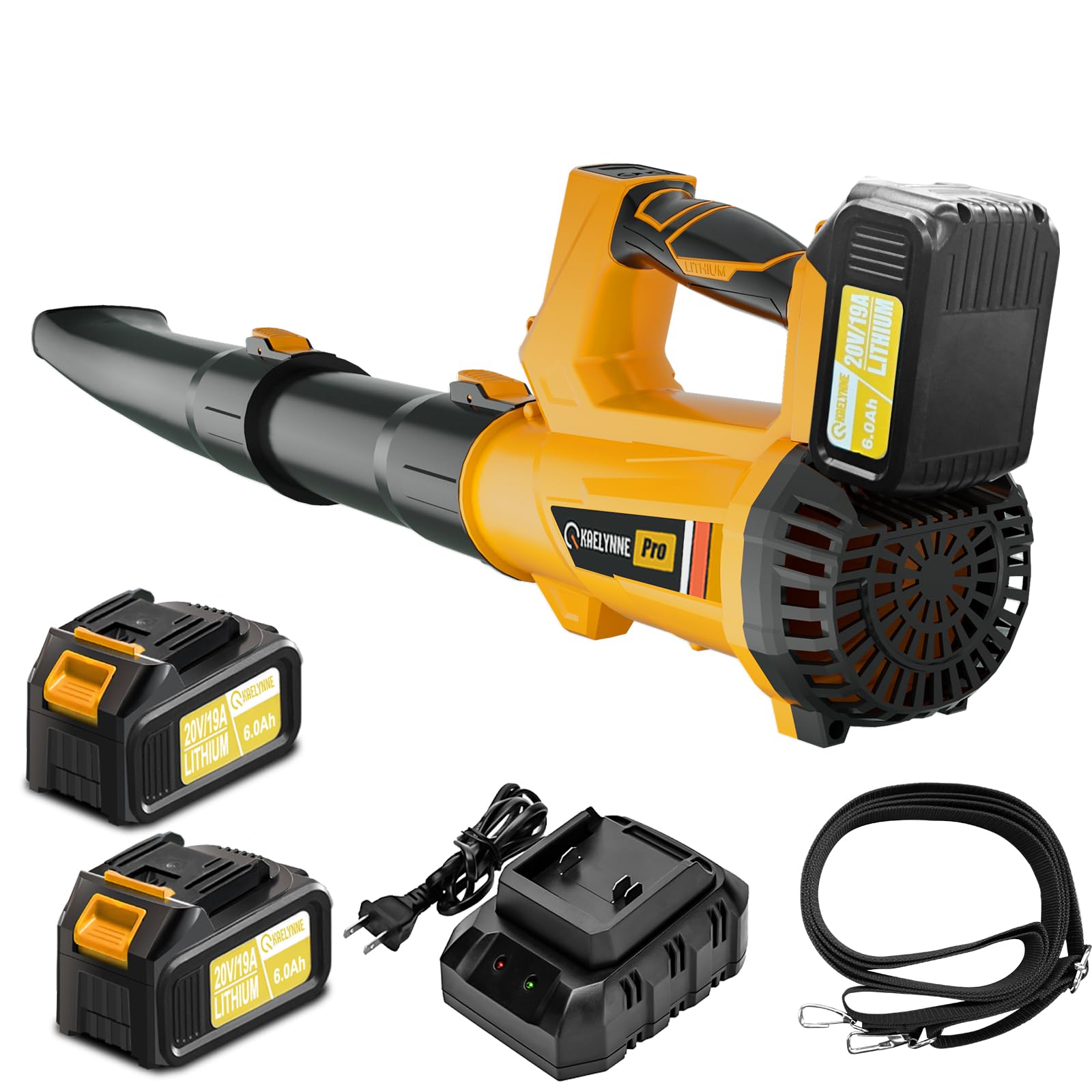 Leaf Blower Cordless, 20V Powerful Electric Leaf Blower with 2 Battery and Charger, 540 CFM/170 MPH Rechargeable Leaf Blowers, 6.0Ah Battery Powered Leaf Blowers for Lawn Care, 6 Speed Mode