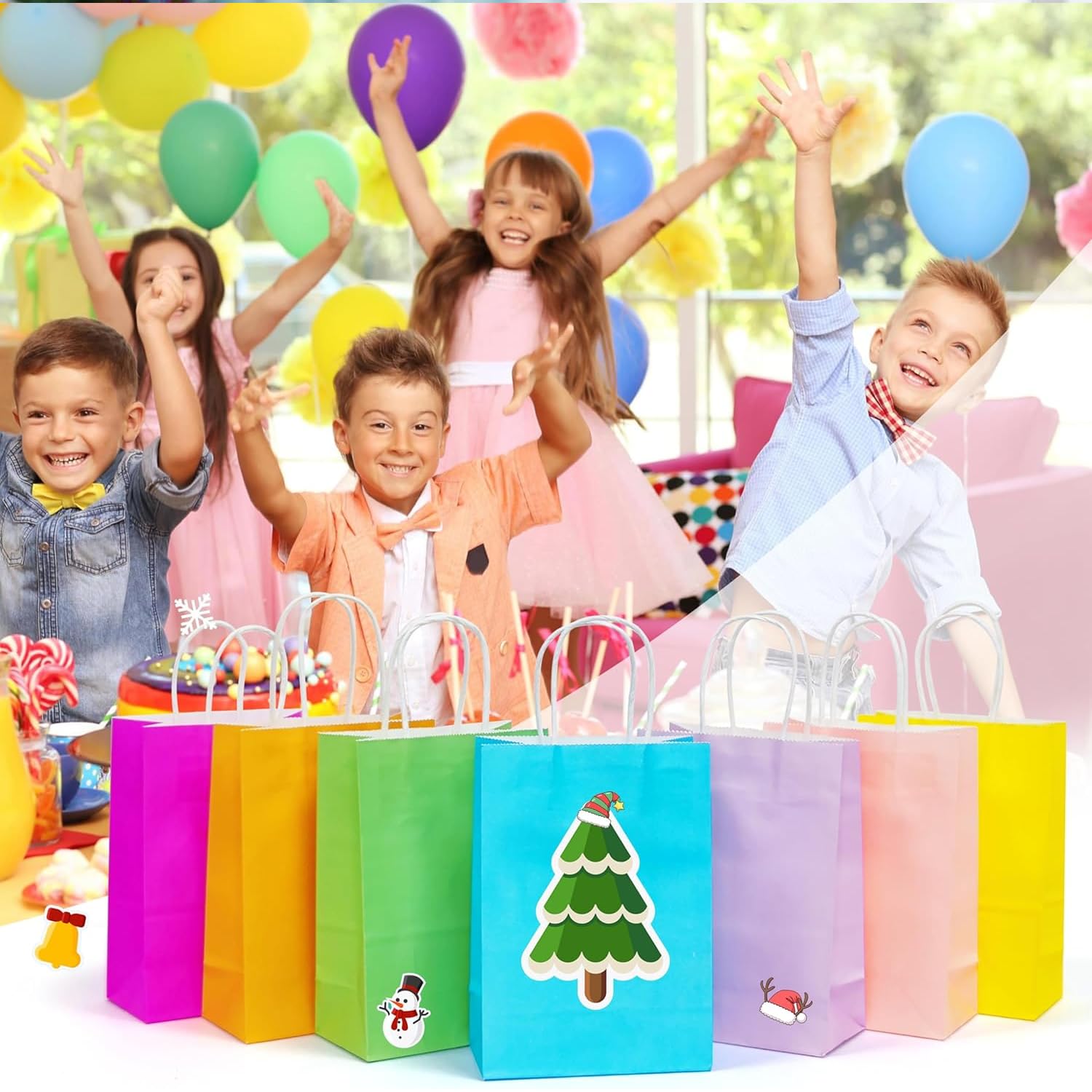 Red Kraft Gift Bags - 25 Pack, Birthday & Wedding -8