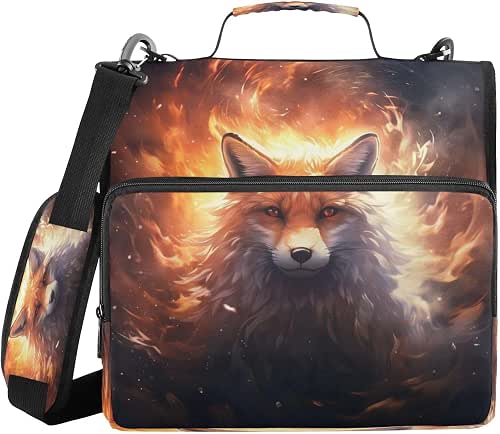 ALAZA Zipper Binder 3 Ring Fantasy Wolf Fire Binder Organizer