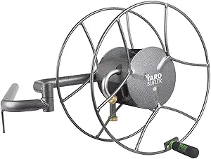 Yard Butler Swivel Hose Reel Wall Mount - 180 Degree Pivot Hose Hanger - Great for Garden Storage - Hose Holder Wall Mount for Garden Hose - Heavy Duty Steel Hose Hanger for Hose Reels - ISRWM-180