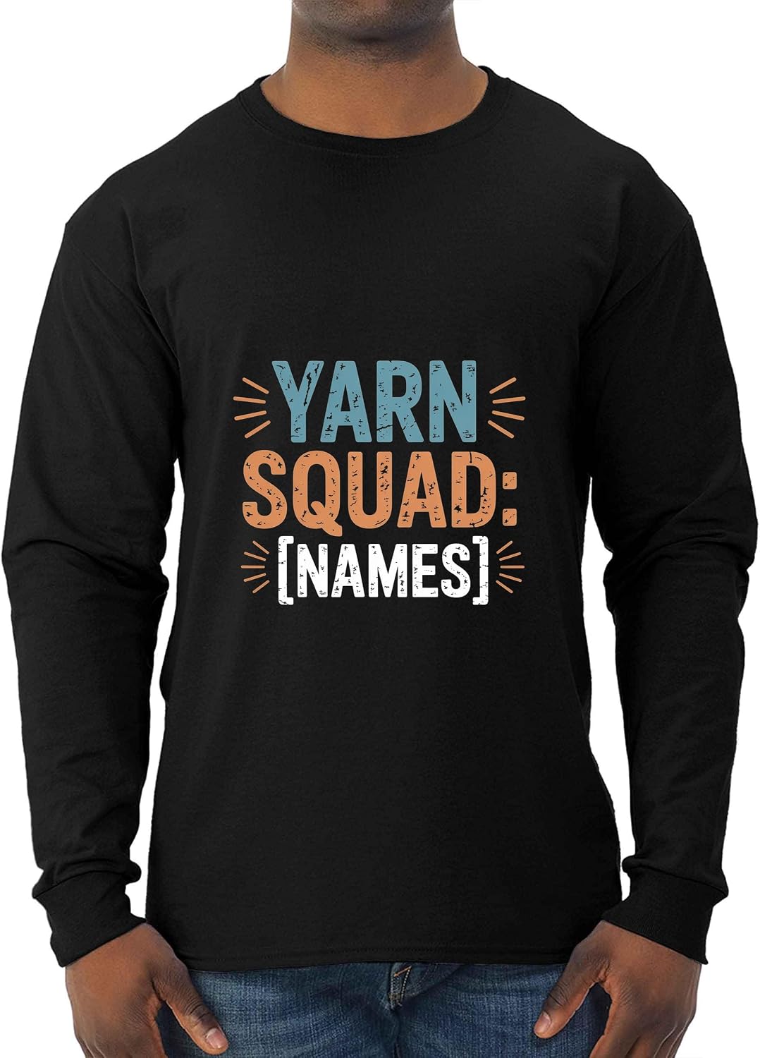 Fun Activity Shirt with Name Shared Passion Fashion Knitting - Yarn Squad Black