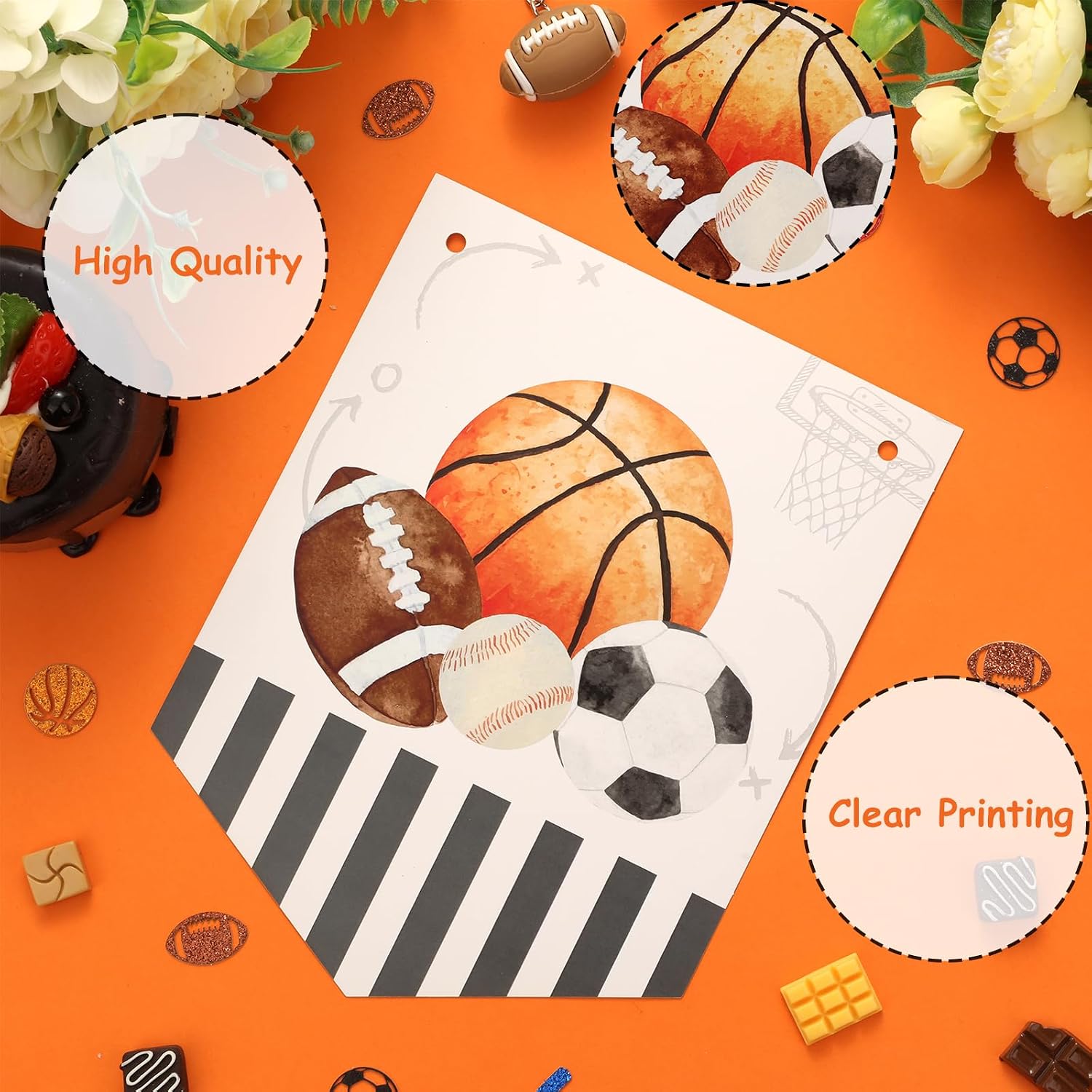 Jollyboom Born 2 Ball Birthday Decorations, Born Two Ball Sports Theme 2nd Birthday Party Decorations Banner for 2 Year Old Boy Bday Party