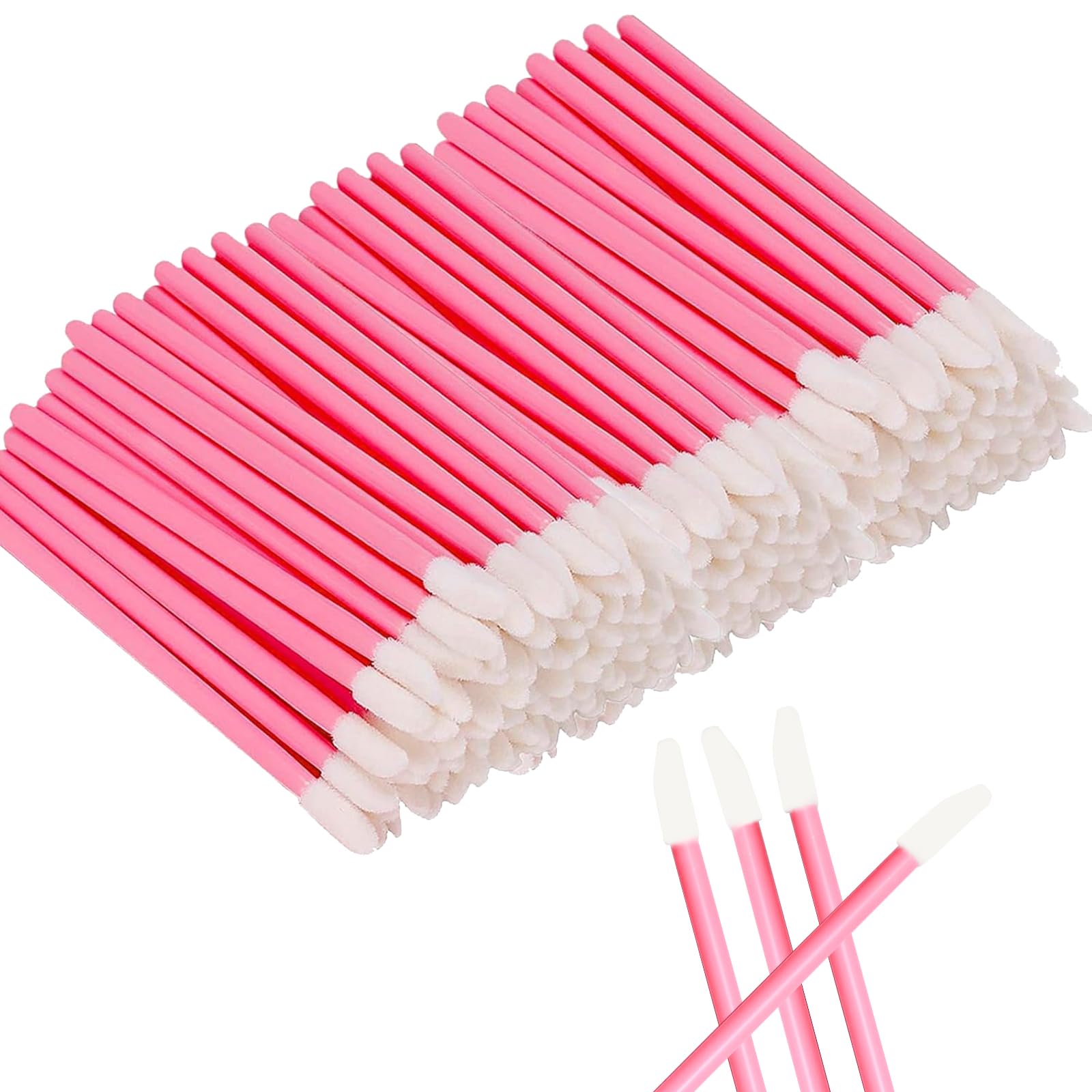200 Pcs Lip Brush Wands, Lipstick Applicator, Lip Gloss Concealer Brushes for Lips Eyes and Makeup Application Pink