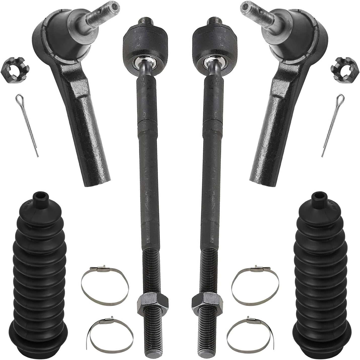 Detroit Axle – Front 6pc Tie Rods Kit for 2011-2014 Chrysler 200, 2007-2010 Sebring, 2008-2014 Dodge Avenger, 4 Inner & Outer Tie Rods 2 Boots Replacement
