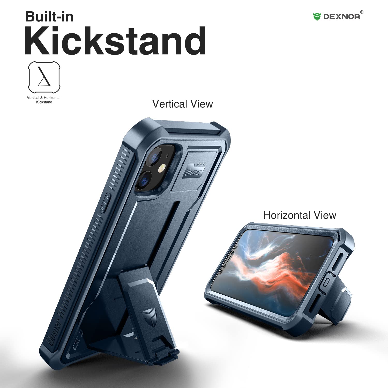 Dexnor Case For IPhone Xs Max With Screen Protector Full Body Bumper Kickstand Heavy-Duty Shockproof Rugged Cover. Green - View #6