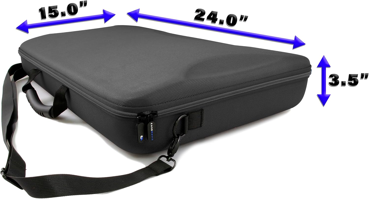 CASEMATIX Portable Monitor Case for 15.6" to 24" Gaming Monitors or Laptops, Hard Shell EVA Screen Cover with Padded Foam, Fits Accessories for 15.6 to 17.3 Inch Screens (Black)