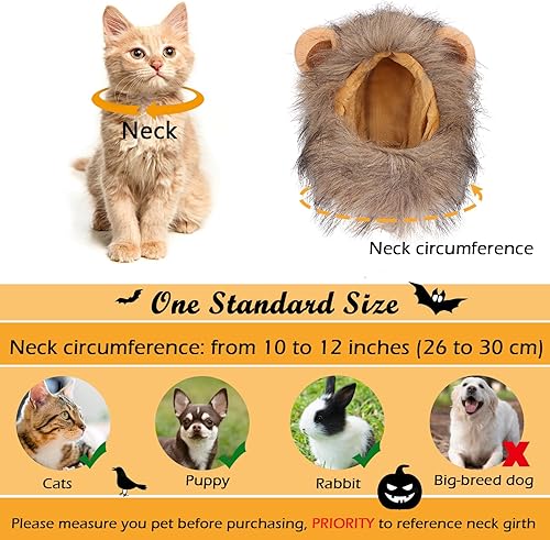Miniatura 8 de Disfraces de Halloween para gatos, pelucas de melena de león para disfraces de gato, ajustables, cómodas, divertidas, para mascotas, gatos,