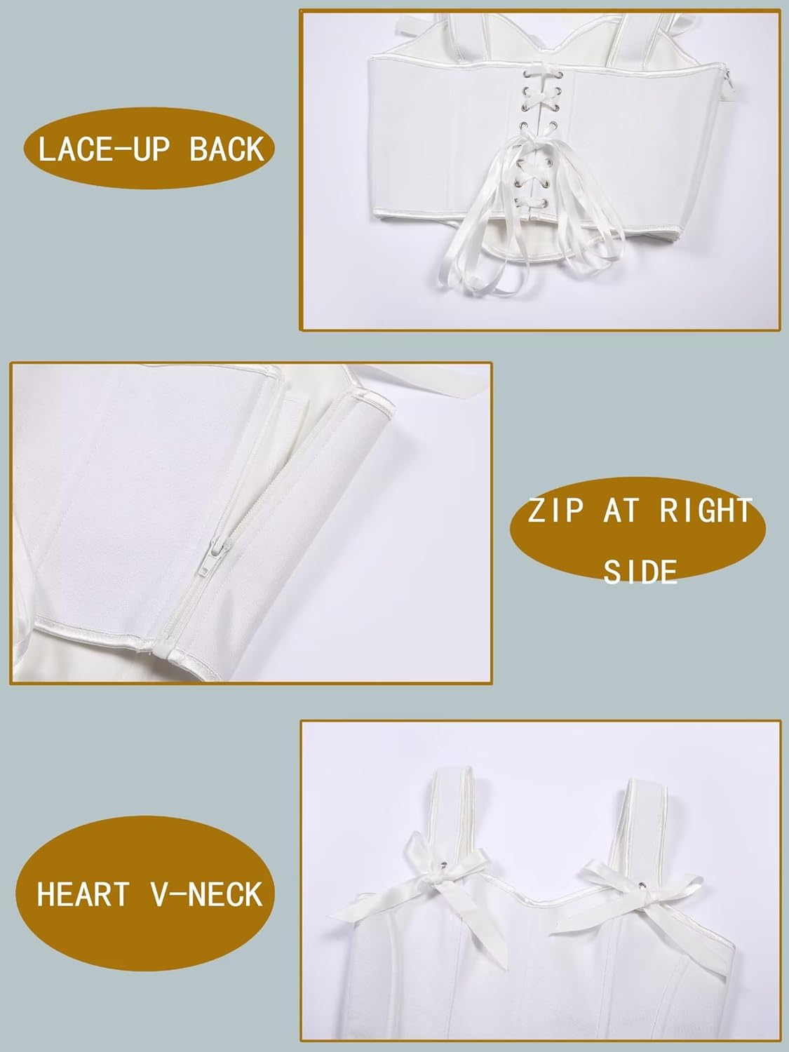 Going Out Sexy Corset Tops for Women Sweetheart Neckline Floral Tube Tops Lace up Corset blet with Zipper - Image 4