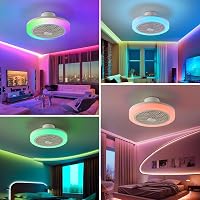 IZOWE RGB LED Mennyezeti Ventilátor 45cm Távirányítóval Dimmelhető Lámpa 8