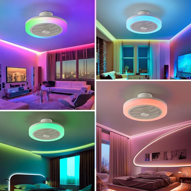 IZOWE RGB LED Mennyezeti Ventilátor 45cm Távirányítóval Dimmelhető Lámpa