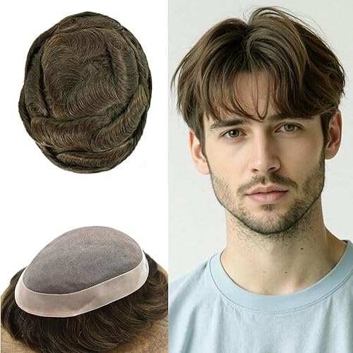 Miniatura 87 de Mens Toupee Hair Piece For Men Fine Mono Men Hair System Toupee For Men Hair Piece Real Human Hair System For Men Protesis Capilar Para Hombre 6x9