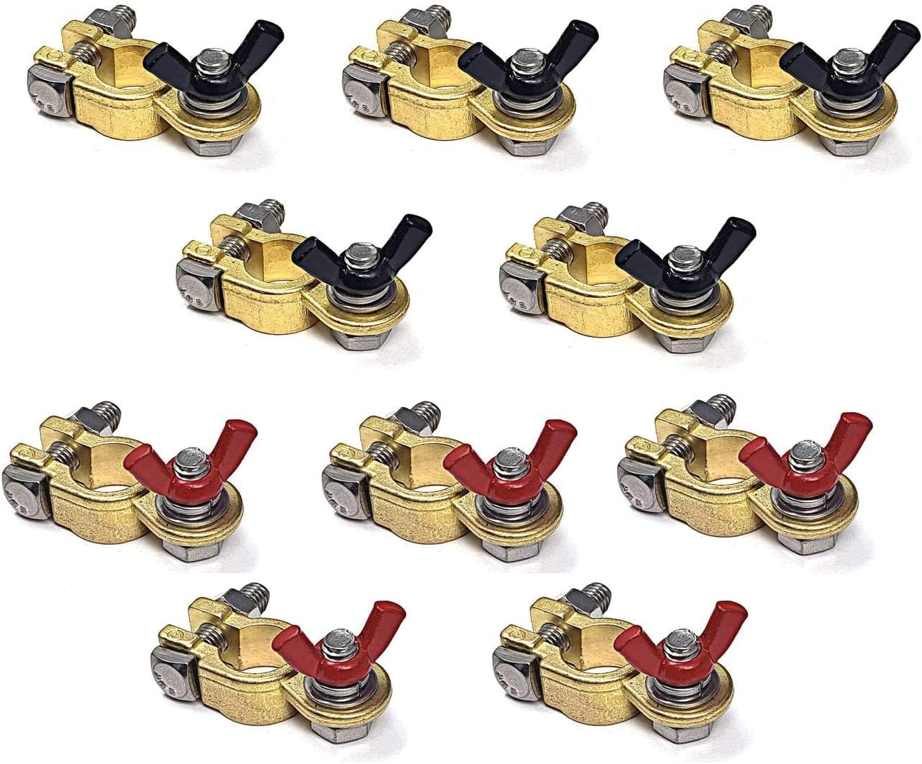 WindyNation 10 Pairs Brass Marine Grade Battery Terminal Top Post for Boat Car RV (Military Spec. B-12128C)