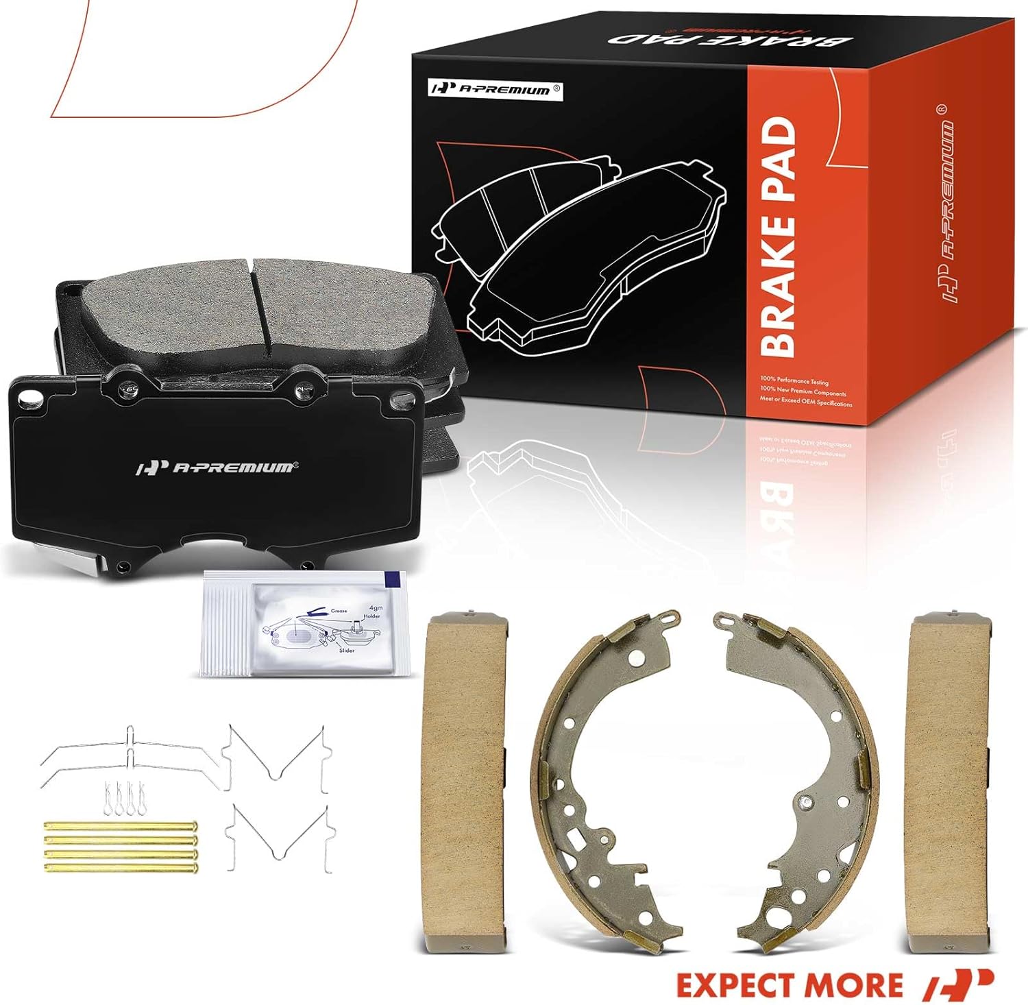 A-Premium Front and Rear Ceramic Disc Brake Pads Set Compatible with Select Toyota Models - Tacoma 2005-2023, 8 Pcs