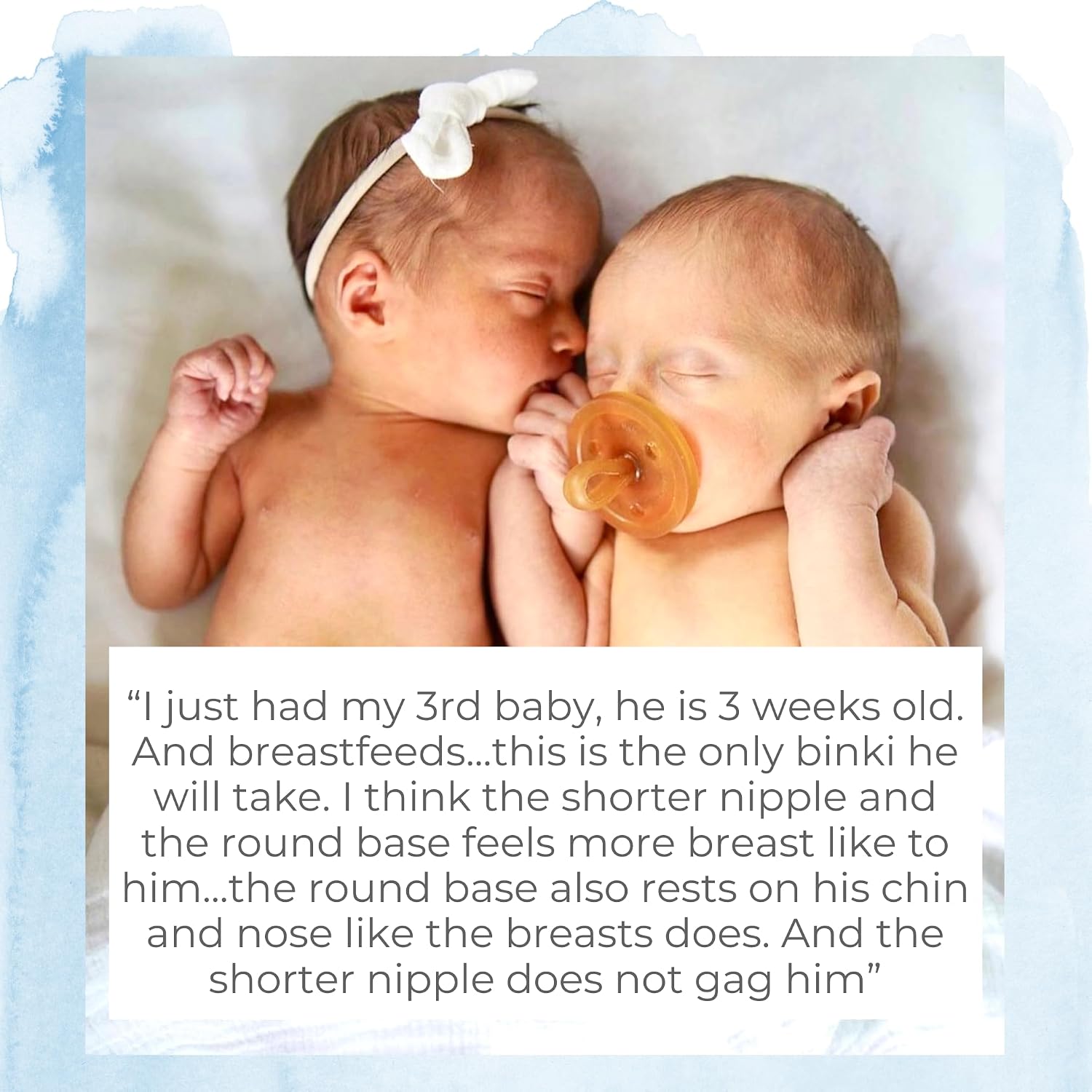 Symmetrical - Shorter Nipple Less Gagging - Small Newborn - Natural Rubber Pacifier - BPA-Free - Soft - Handcrafted in Italy