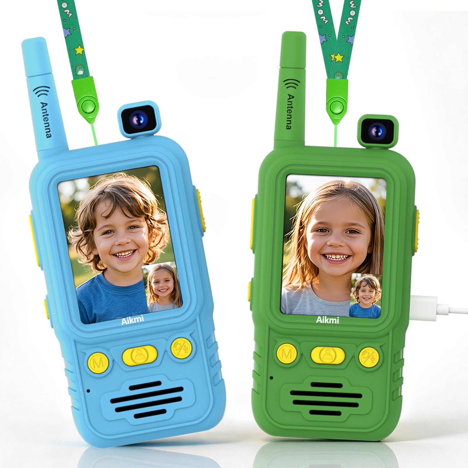 Aikmi Kids Video Walkie Talkies, Toy for Boy Girl, Blue Green
