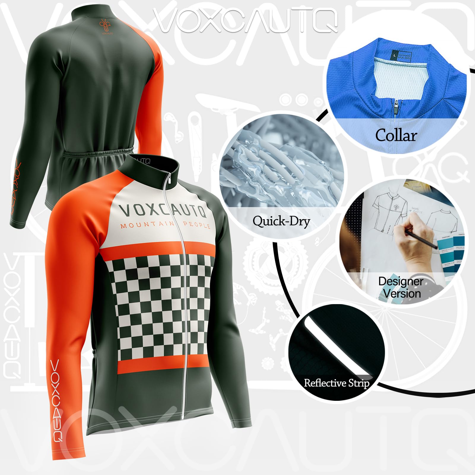 Conjunto Maillot Ciclismo Manga Larga Hombre Culotte Otoño Secado Rápido Transpirable Pro Team