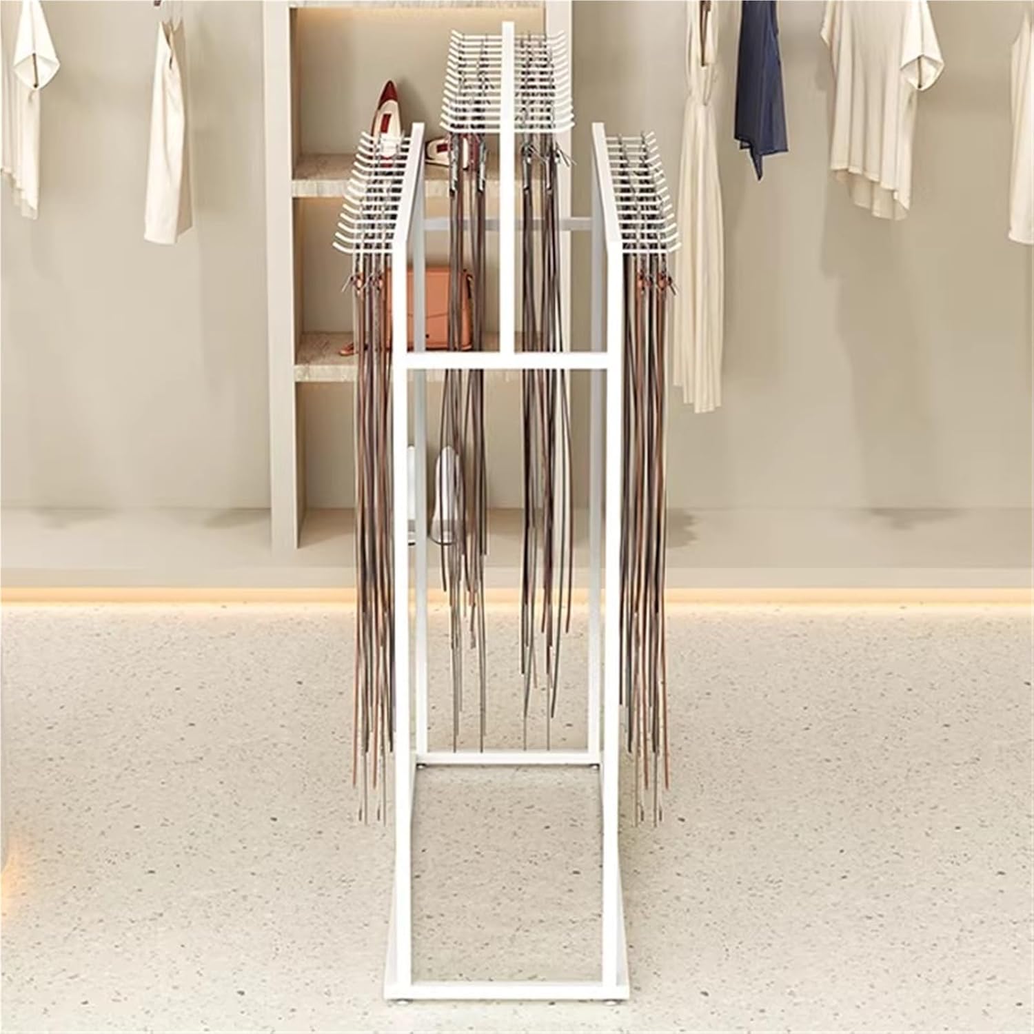 Commercial Belt/Ties/Scarf/Sock Display Rack, Belt Display Stand, Multifunctional Accessory Organizer(White,100cm/39.4IN)