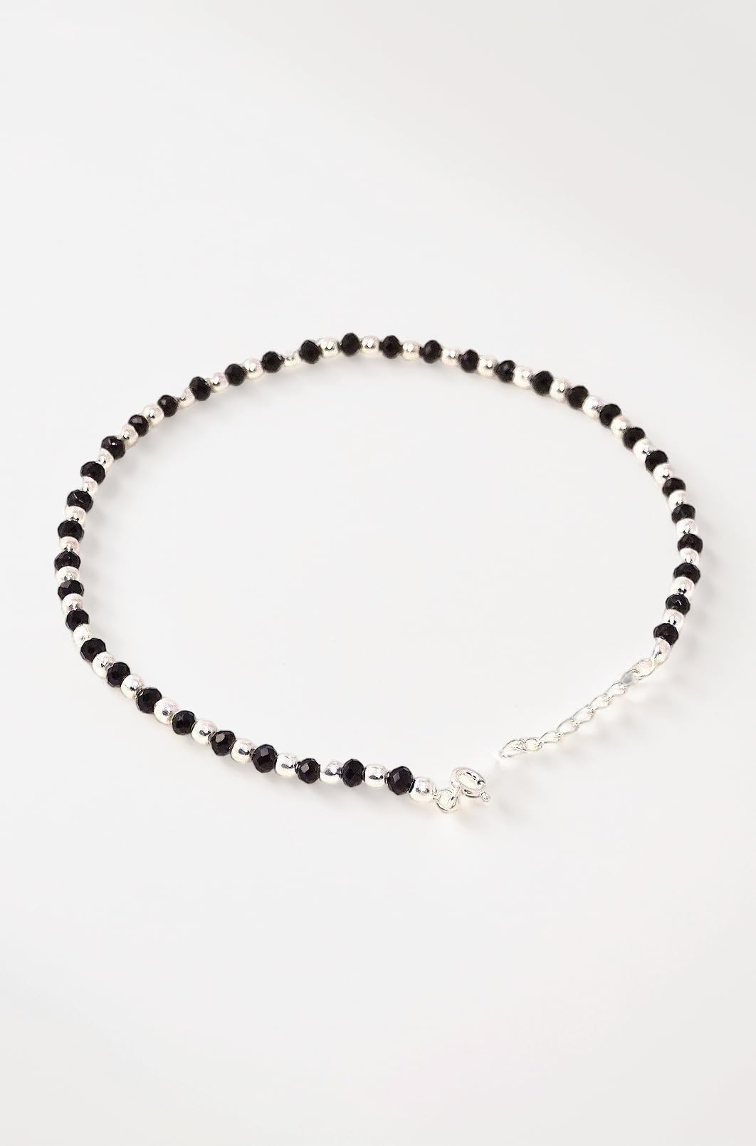 Kukshya Jewellers 925 Sterling Silver Nazariya Anklet for Women & Girls with Black and Silver Crystal Beads (Crystal) in 92.5% Sterling Silver 1 piece (Ball Nazariya Payal)