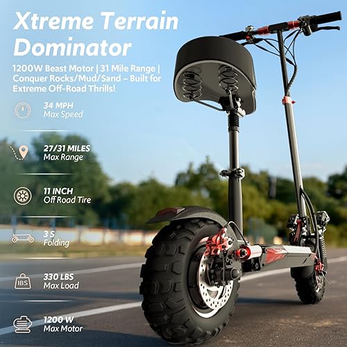 Miniatura 29 de Scooter eléctrico para adultos, motor de 800/1200 W, batería de 48 V 15/18/21 AH, neumáticos todoterreno E-Scooter de 10/11 pulgadas, doble