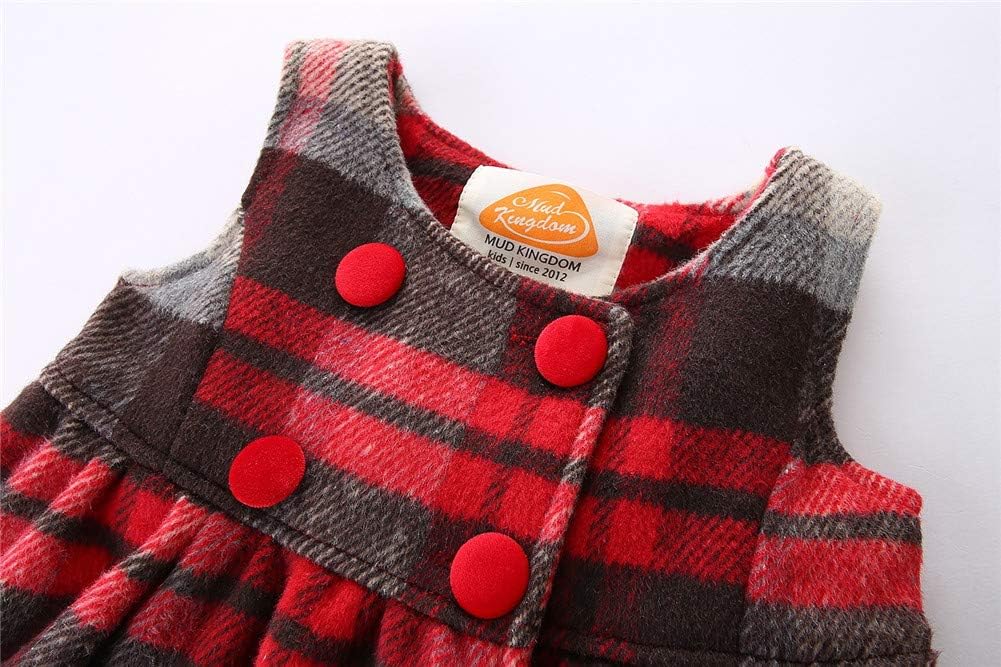 Mud Kingdom Little Girls Sleeveless Dress Plaid Faux Wool Holiday Merry Christmas Loose Fit Cute Bow - Image 5