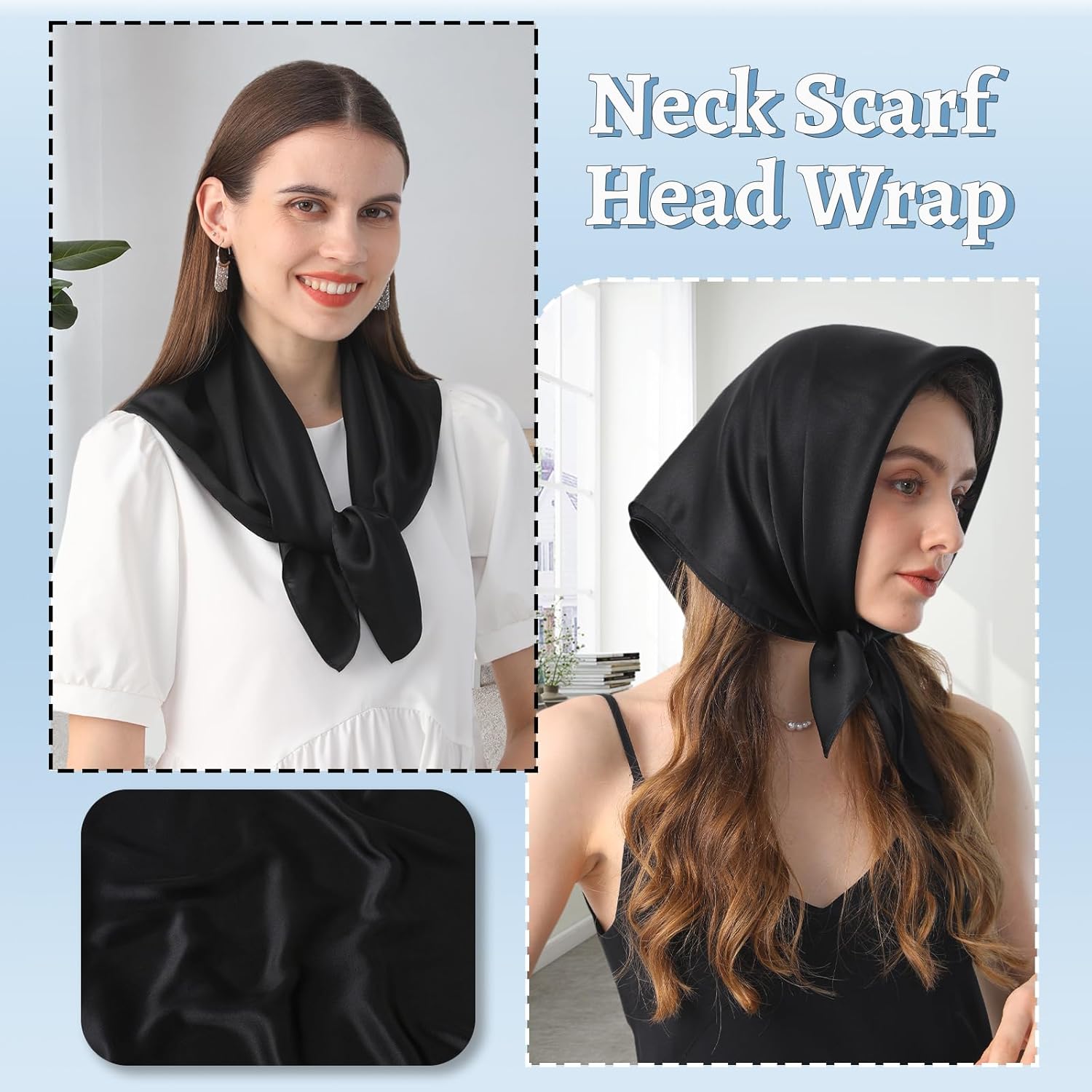 100% Mulberry Silk Square Scarf 27''x27'' Neck Scarf Hair Scarf Headscarf Bandanas for Women - Image 3