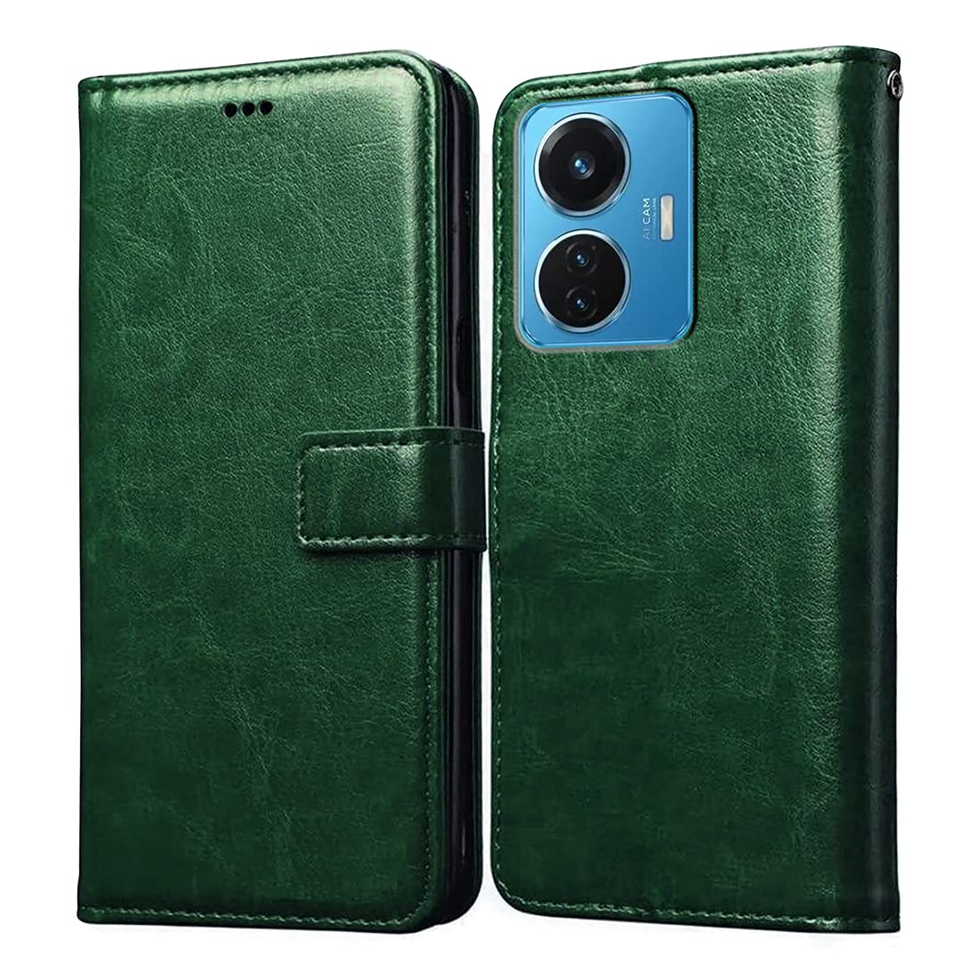 Casotec Flip Cover for Vivo T1 44W 4G | Premium Leather Finish | Inbuilt Pockets & Stand | Flip Case for Vivo T1 44W 4G (Green) (B0B8P6VC7D) Amazon Price History, Amazon Price Tracker