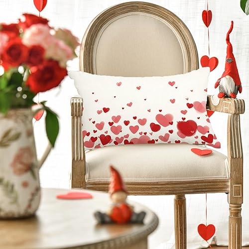 Miniatura 3 de RABUSOFA Fundas de almohada de San Valentín de 12 x 20 pulgadas, decoración del día de San Valentín, fundas de cojín lumbar, fundas de cojín lumbar