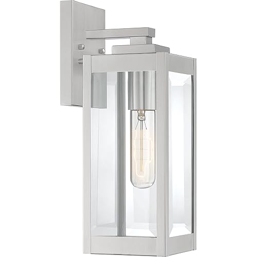 Quoizel WVR8405SS Westover Modern Industrial Outdoor Wall Sconce, 1-Light 100 Watt, Stainless Steel